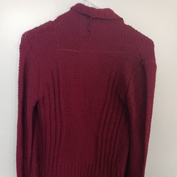 American Rag Knit Sweater XXS Open Front Draped Collared Zinfandel New With Tags - Picture 5 of 5